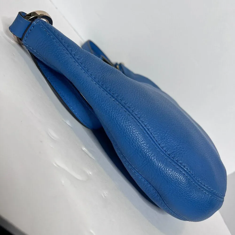 Michael Kors Rhea Heritage Blue Crescent Hobo Crossbody Bag